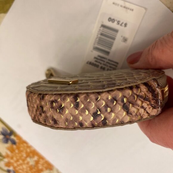 Authentic Zip-Around Brahmin Embossed Leather Coin Purse. 3-7/8" Diameter NWT - Picture 4 of 10